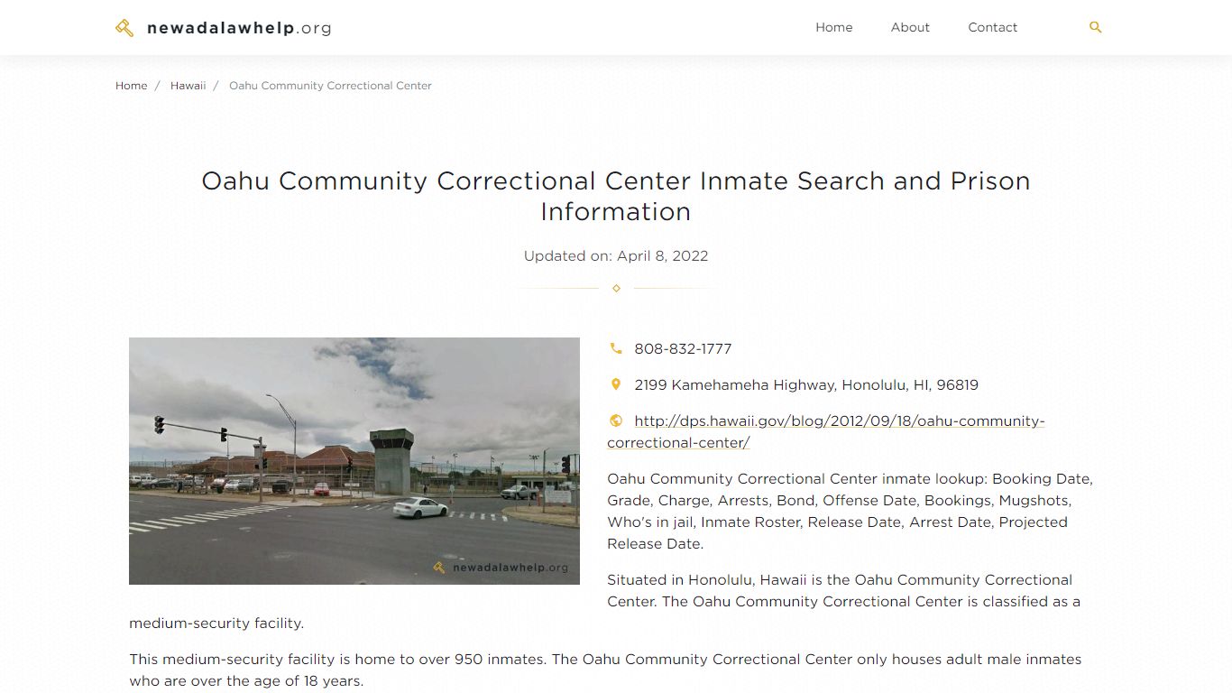 Oahu Community Correctional Center Inmate Search ...